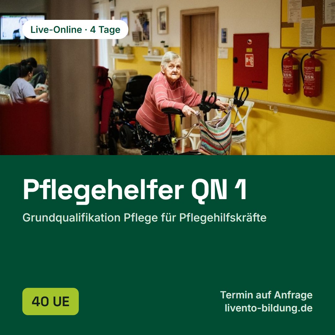 Pflegehelfer QN 1 – Grundqualifikation Pflege für Pflegehilfskräfte