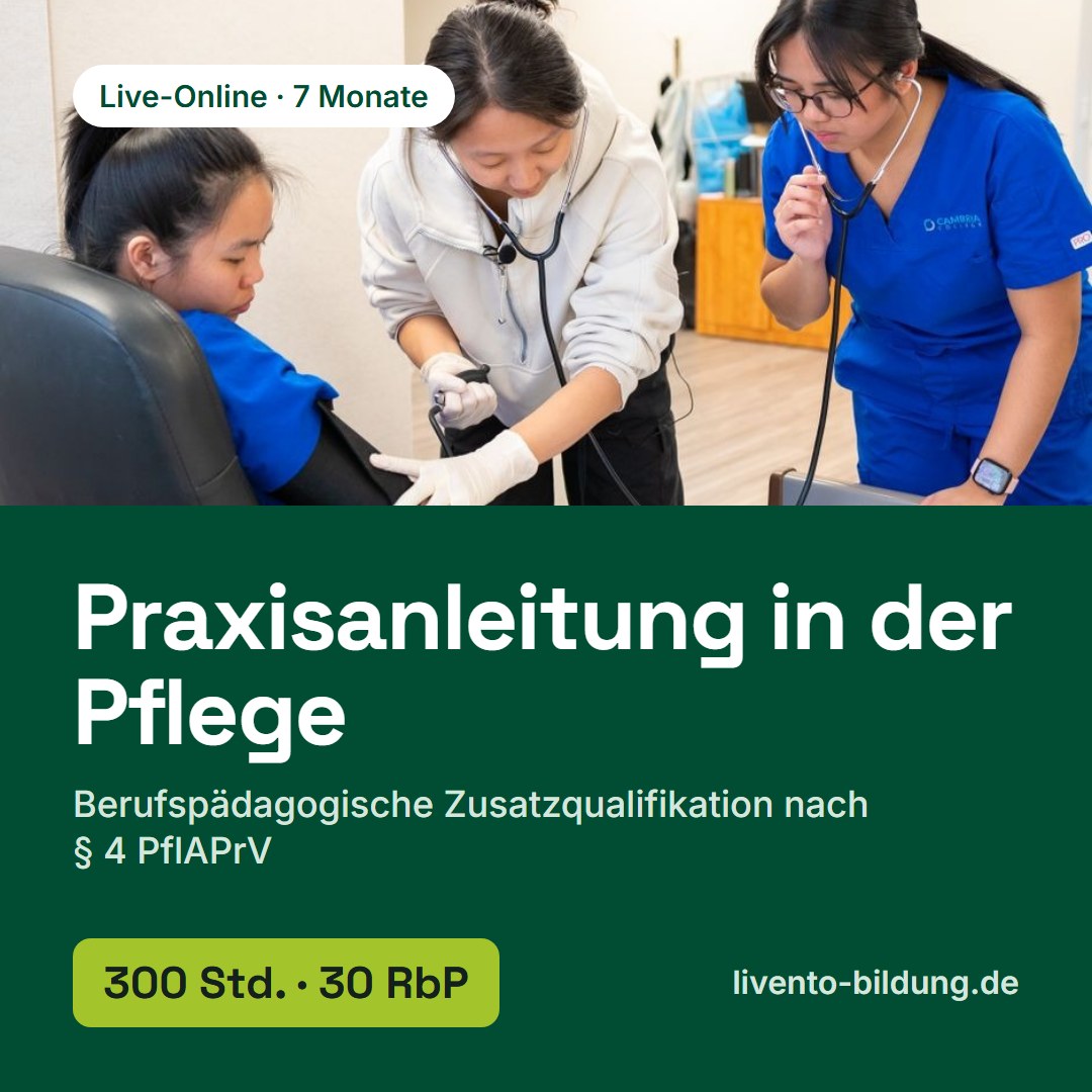 Berufspädagogische Zusatzqualifikation zur Praxisanleitung in der Pflege
