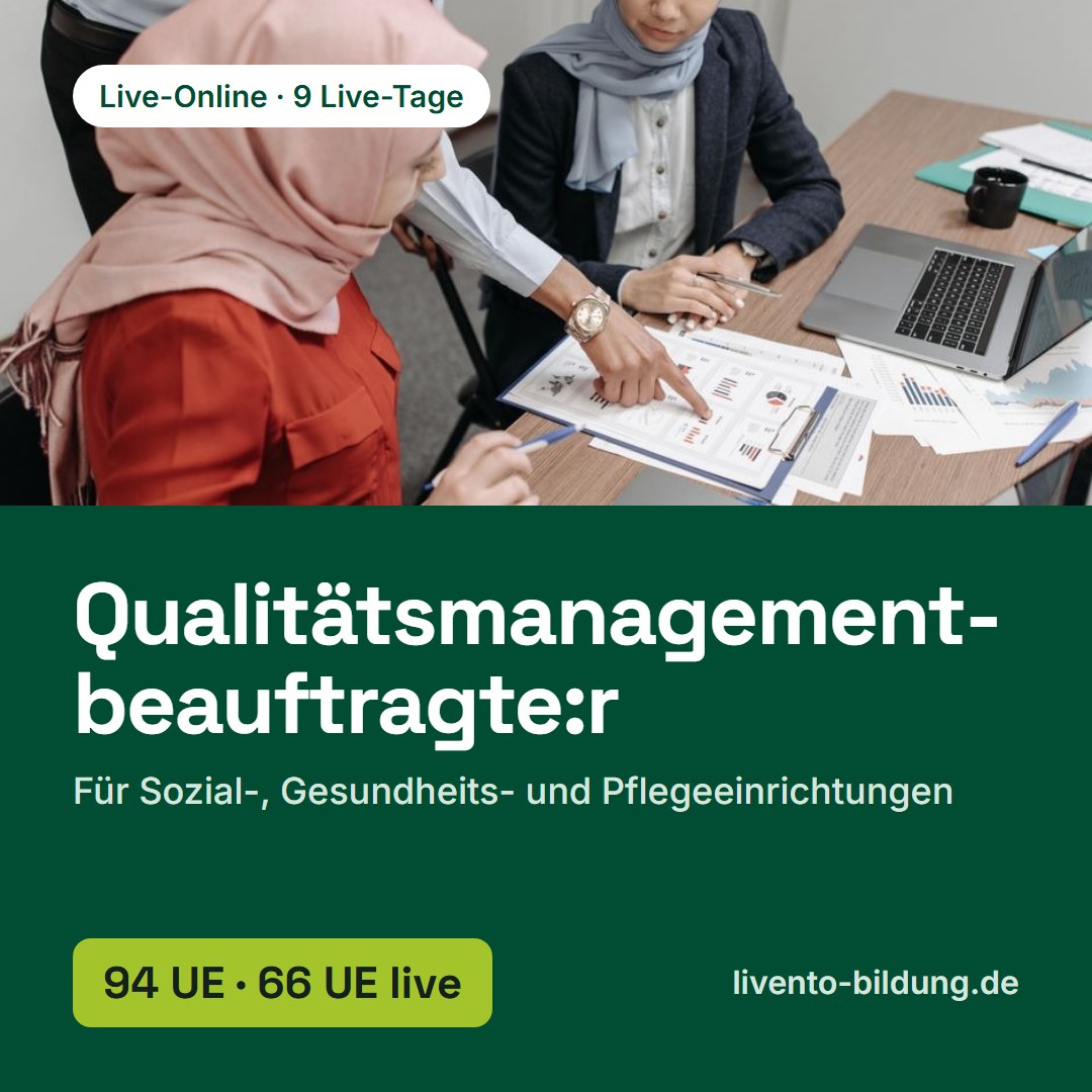 Qualitätsmanagementbeauftragte:r in Sozial-, Gesundheits- und Pflegeeinrichtungen